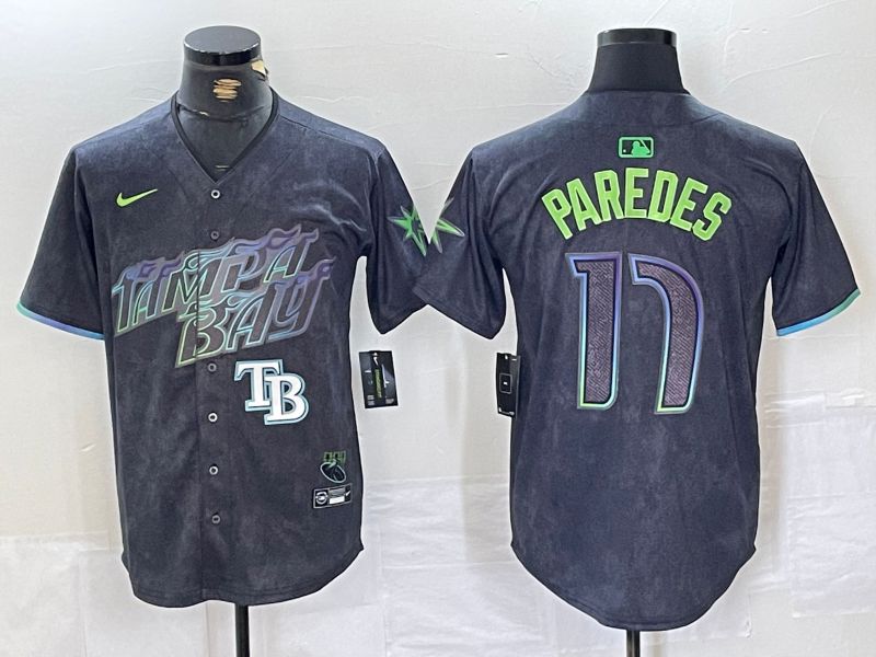 Men Tampa Bay Rays 17 Paredes Black City Edition Nike 2024 MLB Jersey style 4